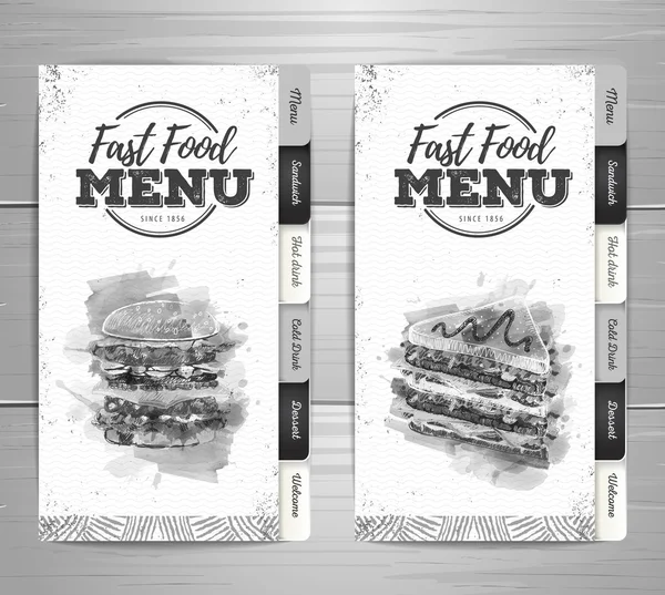 Vintage fastfood menu ontwerp — Stockvector