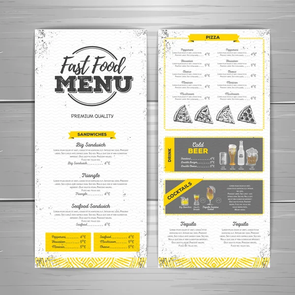 Vintage fast food menu design — Stock Vector