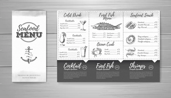 Vintage seafood menu design. — Stock Vector