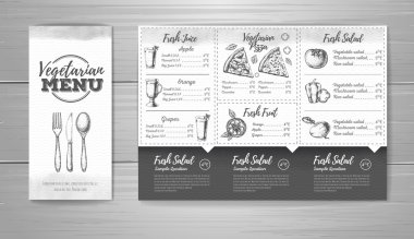Vintage vejetaryen menü tasarımı. Belge şablonu