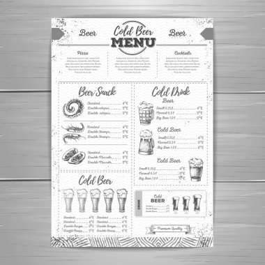 Vintage bira menü tasarımı. 