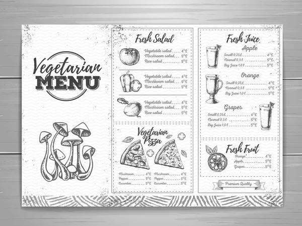 Desain menu vegetarian klasik. Templat dokumen - Stok Vektor