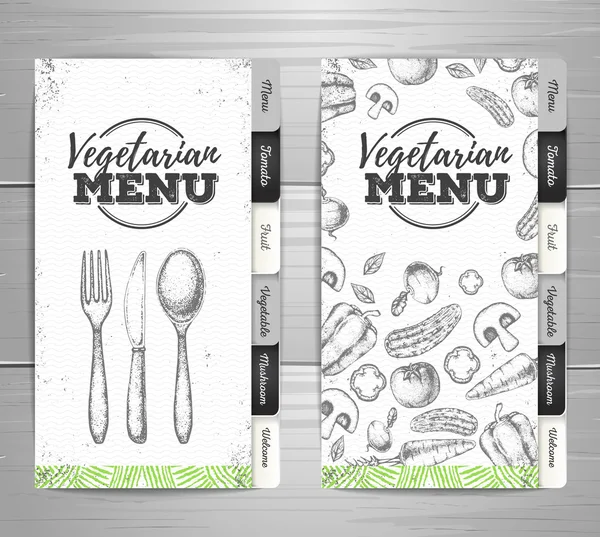 Vintage vegetarisches Menüdesign. Dokumentvorlage — Stockvektor