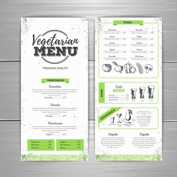 Diseño de menú vegetariano vintage. Plantilla documento — Archivo Imágenes Vectoriales