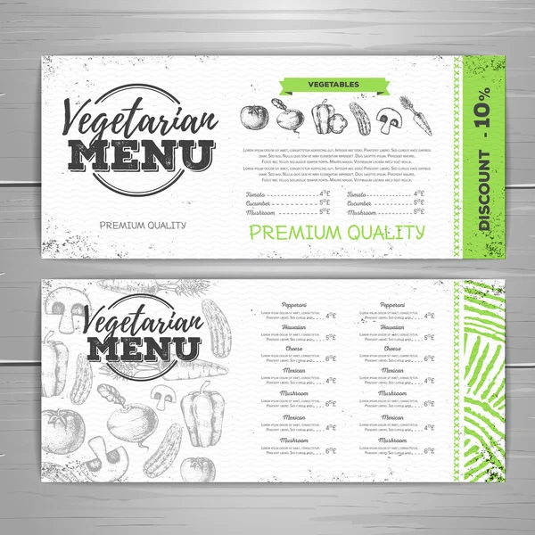 Design de menu vegetariano vintage. Modelo de documento — Vetor de Stock