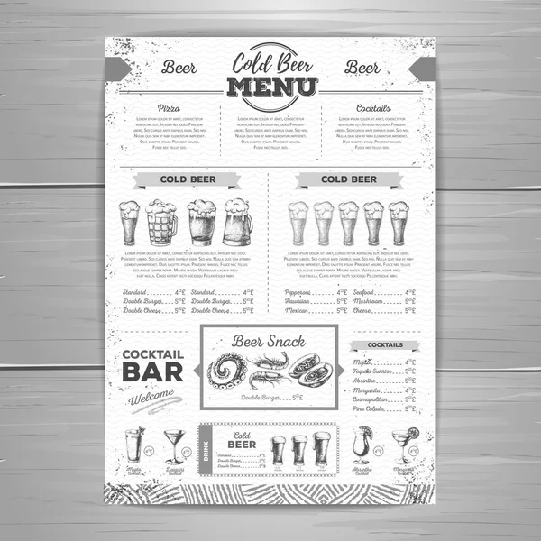 Vintage beer menu design. — Stock Vector