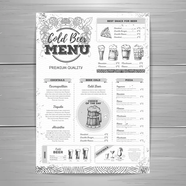 Vintage beer menu design. — Stock Vector