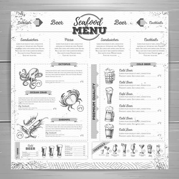 Design de menu bière vintage . — Image vectorielle