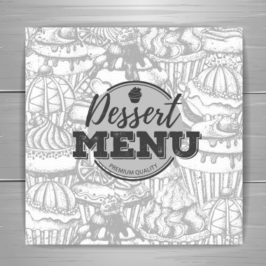 Vintage tatlı menü tasarım arka plan. Tatlı kek