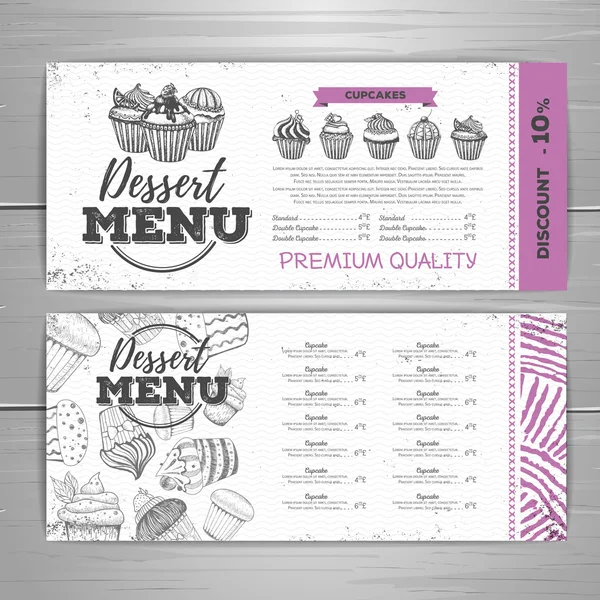 Vintage dessert menu ontwerp. Zoete cupcake — Stockvector