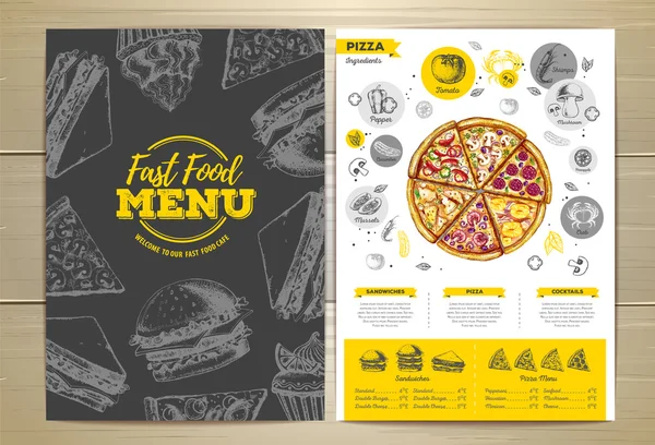 Diseño de menú de pizza vintage . — Vector de stock