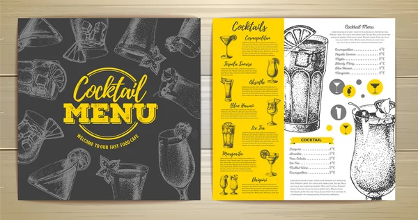 Design de menu de cocktail vintage — Vetor de Stock