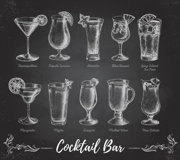 Vintage chalk drawing cocktail bar menu. Sketch art Stock Images Page