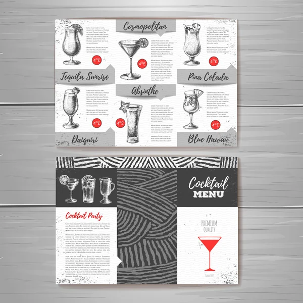 Vintage cocktail menu design. Document template — Stock Vector