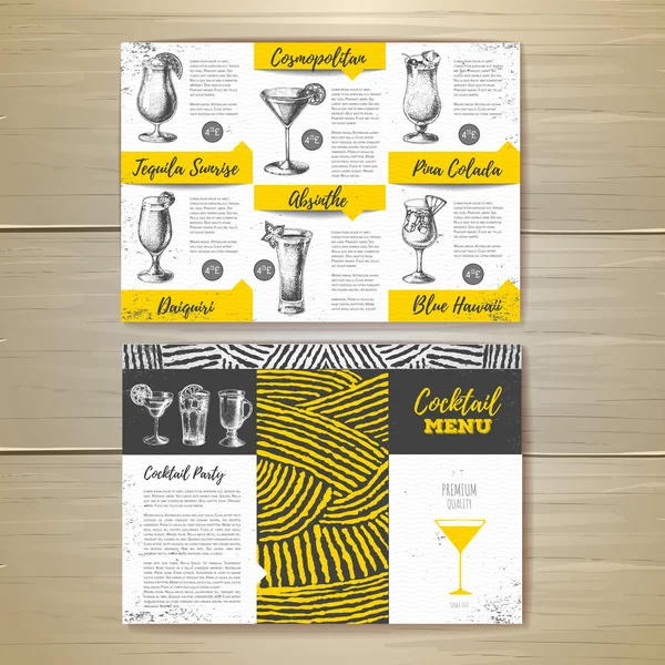 Vintage cocktailkaart ontwerp. Documentsjabloon — Stockvector