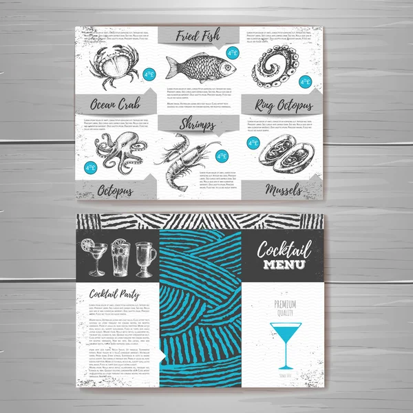 Vintage design del menu di pesce. Identità aziendale — Vettoriale Stock