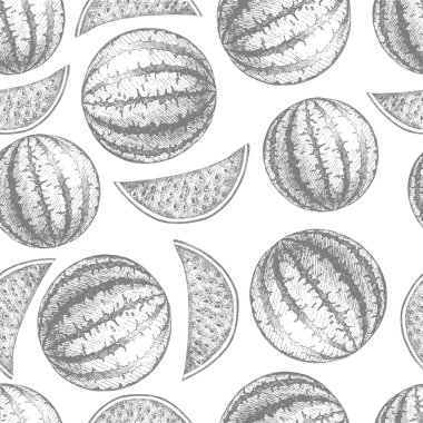 Dikişsiz karpuz deseni. Taze meyve kroki arka plan