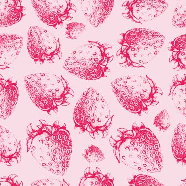 Dikişsiz çilek deseni. Taze meyve kroki arka plan