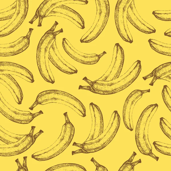 Seamless banana pattern. Fresh fruit sketch background — Stock Vector