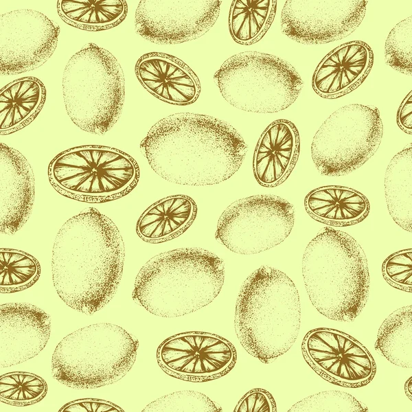 Patrón de limón sin costuras. Fondo del boceto de fruta fresca — Archivo Imágenes Vectoriales