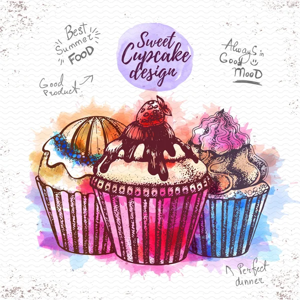 Akwarela słodkie ciastko wektorowych ilustracji — Wektor stockowy