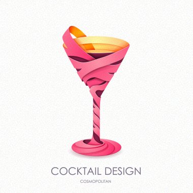 3D kokteyl tasarım. Vektör simgesi