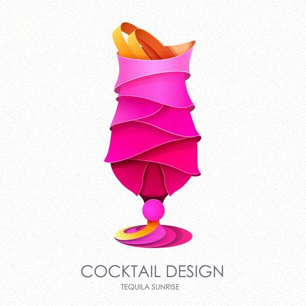 3D návrh koktejl tequila sunrise. Vektorové ikony — Stockový vektor