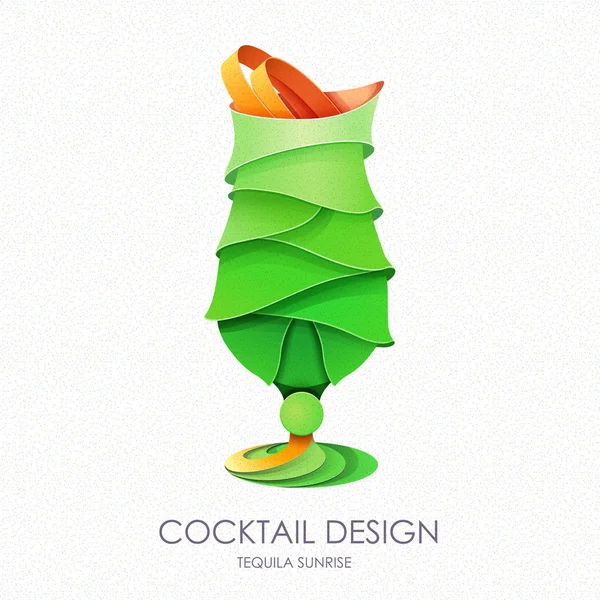 Diseño de salida del sol de tequila cóctel 3D. Icono del vector — Archivo Imágenes Vectoriales