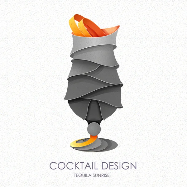 3D návrh koktejl tequila sunrise. Vektorové ikony — Stockový vektor