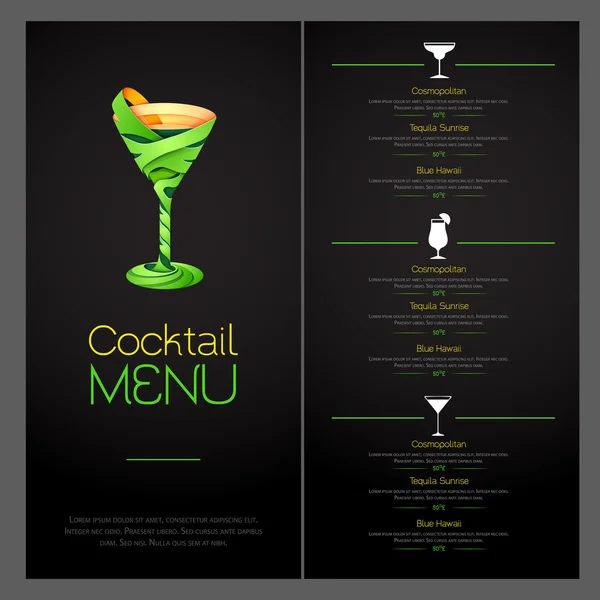 3D ontwerp van het cocktail. Cocktail Menu ontwerp — Stockvector