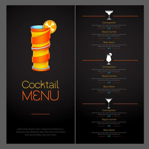 Diseño de cóctel 3D. Diseño de menú de cóctel — Archivo Imágenes Vectoriales