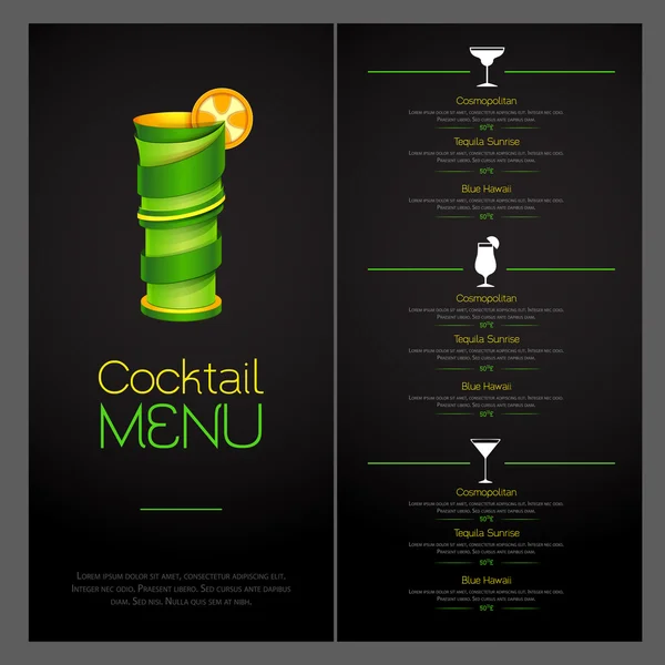 Design de cocktail 3D. Cocktail Menu design — Image vectorielle