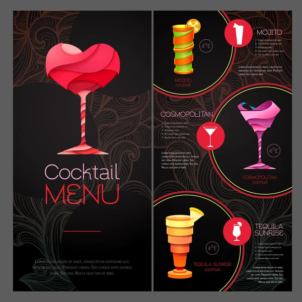 3D návrh koktejl. Koktejl Menu design. Veselého Valentýna — Stockový vektor