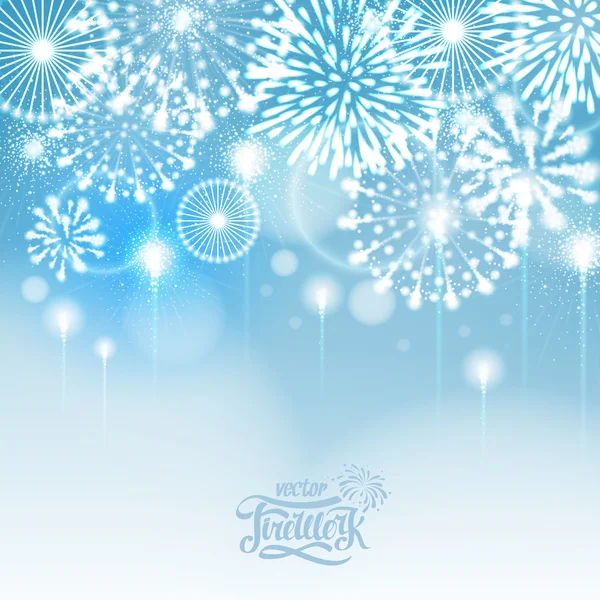 Vector blue holiday fireworks — Stock Vector