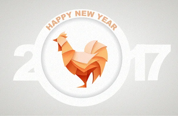 Origami Silueta de gallo rojo o pollo. Feliz Año Nuevo 2017 — Archivo Imágenes Vectoriales