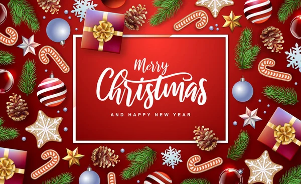 Feliz Natal Feliz Ano Novo Cartão Saudação Fundo Férias Natal — Vetor de Stock