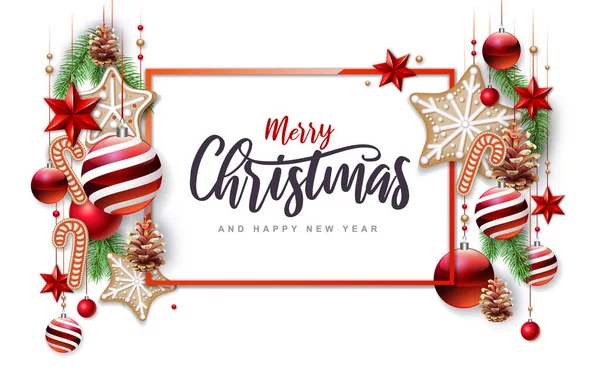 Καλά Χριστούγεννα Και Καλή Χρονιά Ευχετήρια Κάρτα Χριστουγεννιάτικο Φόντο Διακοπών — Διανυσματικό Αρχείο
