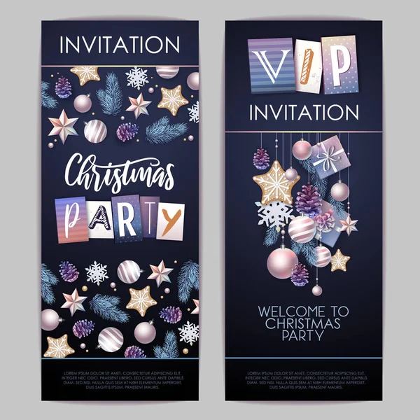 Joyeux Noël Bonne Année Carte Voeux Invitation Noël Avec Sapin — Image vectorielle