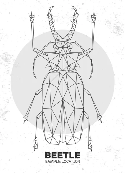 Triángulo Poligonal Abstracto Diente Sable Escarabajo Cuerno Largo Insecto Artístico — Vector de stock