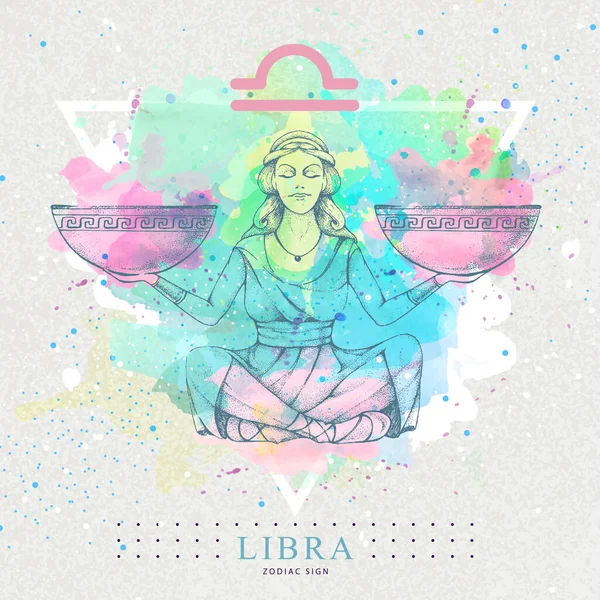 Σύγχρονη Μαγική Κάρτα Μαγεία Ζώδιο Αστρολογία Libra Zodiac Καλλιτεχνικό Φόντο — Διανυσματικό Αρχείο