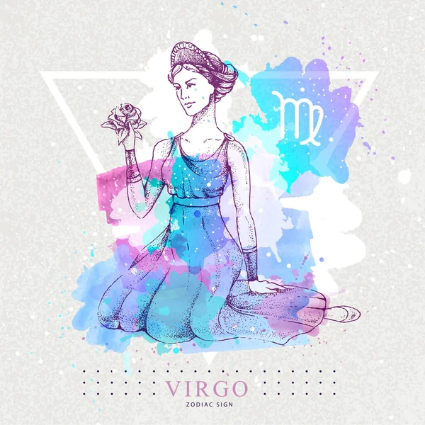Σύγχρονη Μαγική Κάρτα Μαγεία Αστρολογία Virgo Zodiac Υπογράψει Στο Καλλιτεχνικό — Διανυσματικό Αρχείο