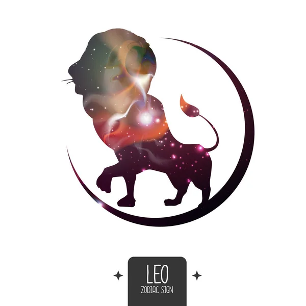 Modern Magic Witchcraft Card Astrology Leo Zodiac Sign Leo Silhouette — Stock Vector