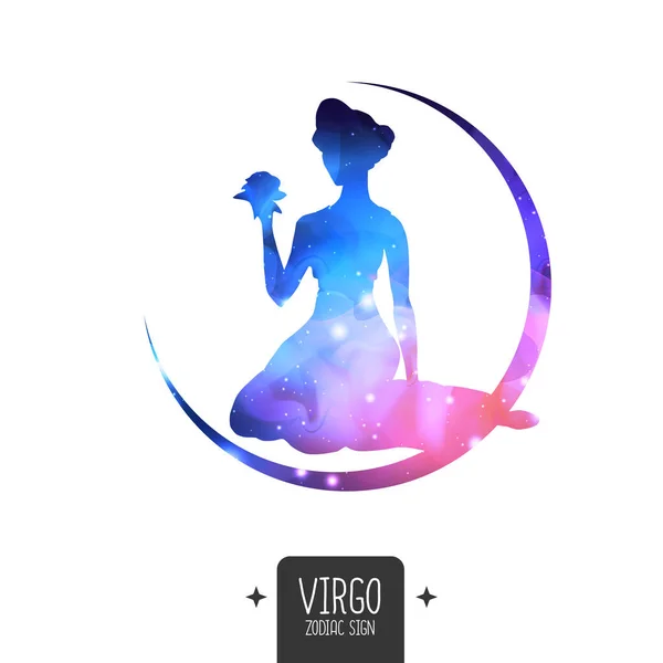 Carte Sorcellerie Magique Moderne Avec Signe Astrologique Zodiaque Vierge Silhouette — Image vectorielle