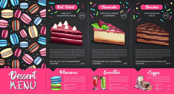 설탕그리기 디저트 디자인 마카롱과 케이크 — 스톡 벡터