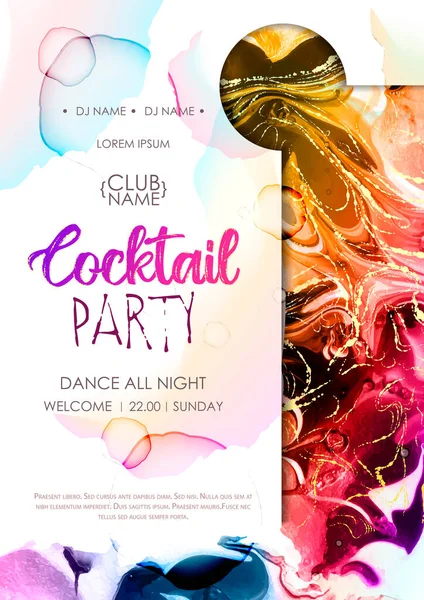 Cocktail Disco Party Poster Artistic Lond Island Cocktail Silhouette Alcohol — Stock Vector