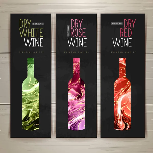 Diseño Menú Vino Con Textura Tinta Alcohol Fondo Textura Mármol — Vector de stock