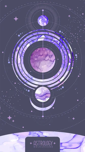 Tarjeta Brujería Mágica Moderna Con Planetas Espacio Exterior Ilustración Oculta — Vector de stock