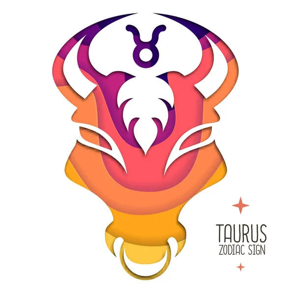 Witchcraft Card Astrology Taurus Zodiac Sign Bull Head Logo Design — Stock Vector