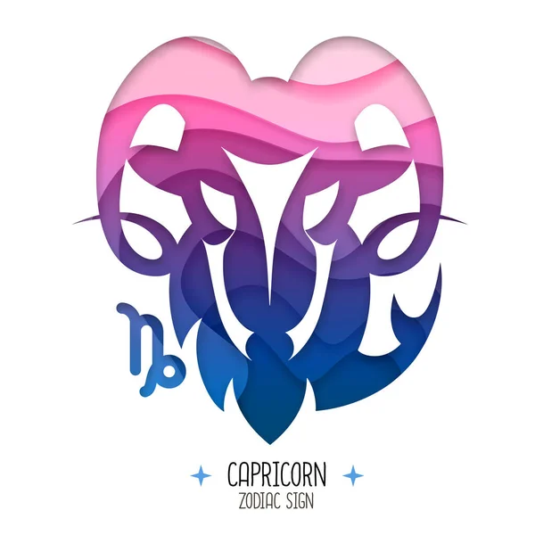 Häxkort Med Astrologi Capricorn Zodiac Tecken Ram Logo Design Klipp — Stock vektor