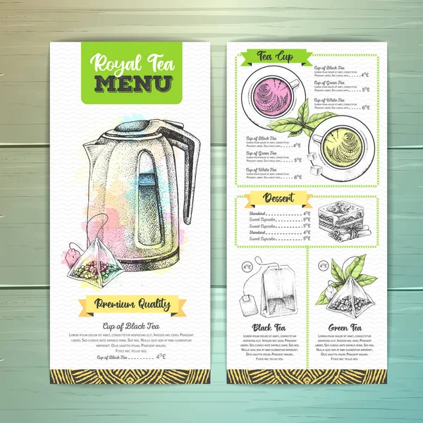Handzeichnung Künstlerischen Restaurant Royal Tea Menü Design Dekorative Skizze Einer — Stockvektor